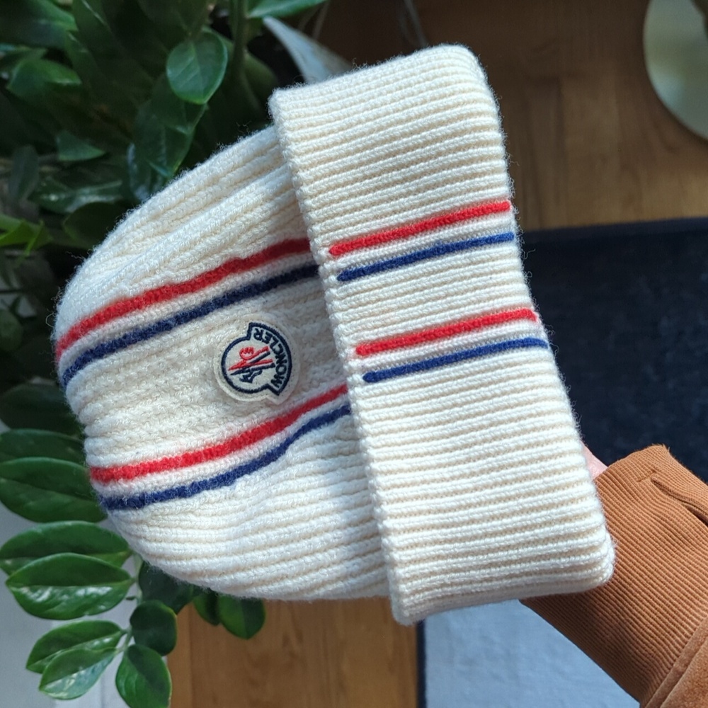 Moncler tricolour wool beanie
